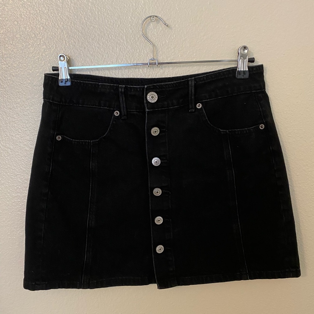 American Eagle 💌Free Shipping Black Denim Hi-Rise A-Line Skirt Size 6